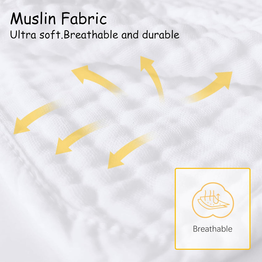 12 Pack Muslin Burp Cloths 100% Cotton Muslin Cloths Large 20''x10'' Extra Soft and Absorbent Baby Burping Cloth - White - 7DAY'S
