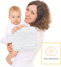 12 Pack Muslin Burp Cloths 100% Cotton Muslin Cloths Large 20''x10'' Extra Soft and Absorbent Baby Burping Cloth - White - 7DAY'S