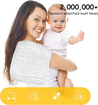 12 Pack Muslin Burp Cloths 100% Cotton Muslin Cloths Large 20''x10'' Extra Soft and Absorbent Baby Burping Cloth - White - 7DAY'S