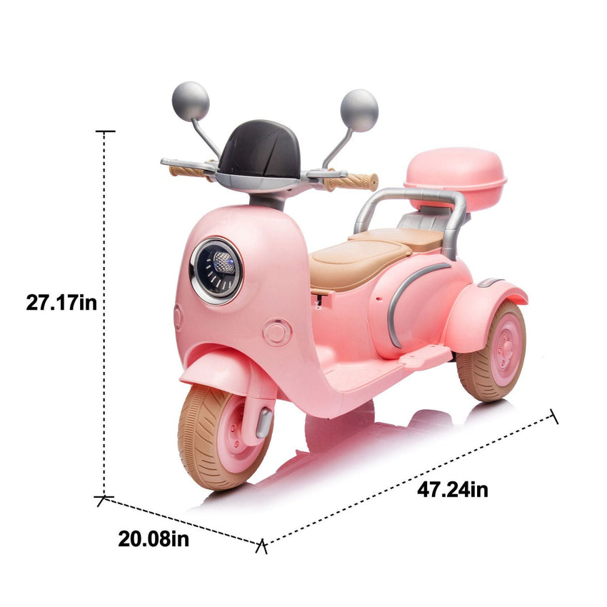 12V Two - seater Kids Ride On Level Up Electric Motorcycle,2wd,Three - wheel Toy w/Music,Bluetooth,USB,Backseat flip adult seat,Portable Storage Hooks&Oversized Trunk,LED Headlight For Kids 3 - 6. - 7DAY'S