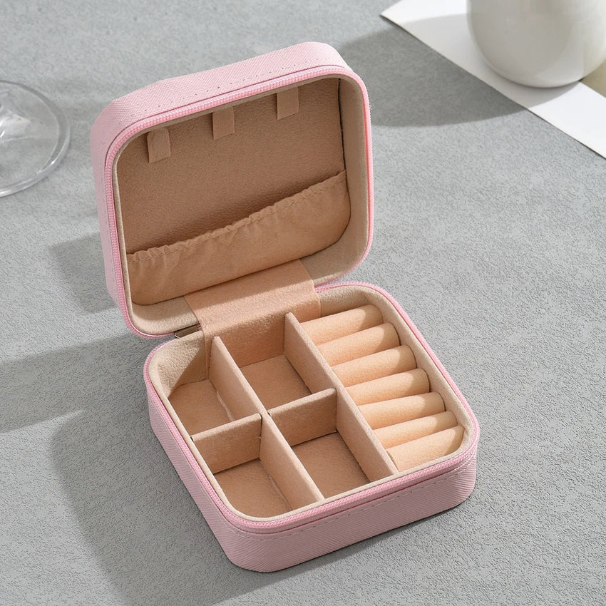 1PC, Jewelry Storage Box, Material: Main Plastic + Leather + Flannel, Color Divided Into: Black, White, Pink, Blue. - 7DAY'S