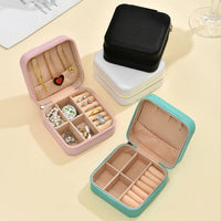 1PC, Jewelry Storage Box, Material: Main Plastic + Leather + Flannel, Color Divided Into: Black, White, Pink, Blue. - 7DAY'S