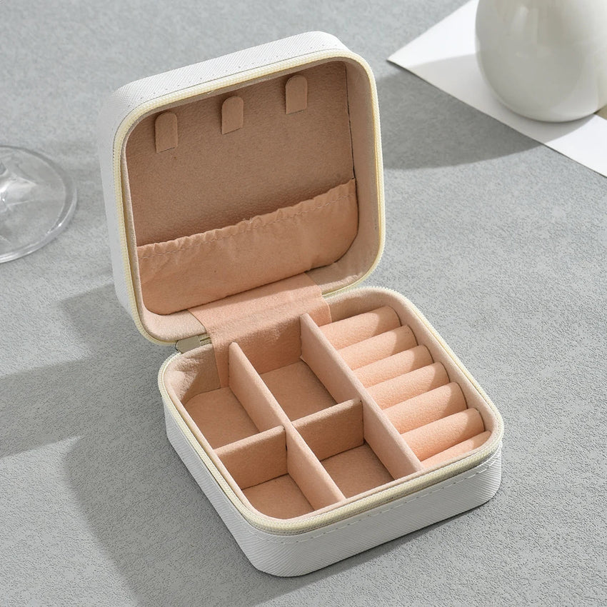 1PC, Jewelry Storage Box, Material: Main Plastic + Leather + Flannel, Color Divided Into: Black, White, Pink, Blue. - 7DAY'S