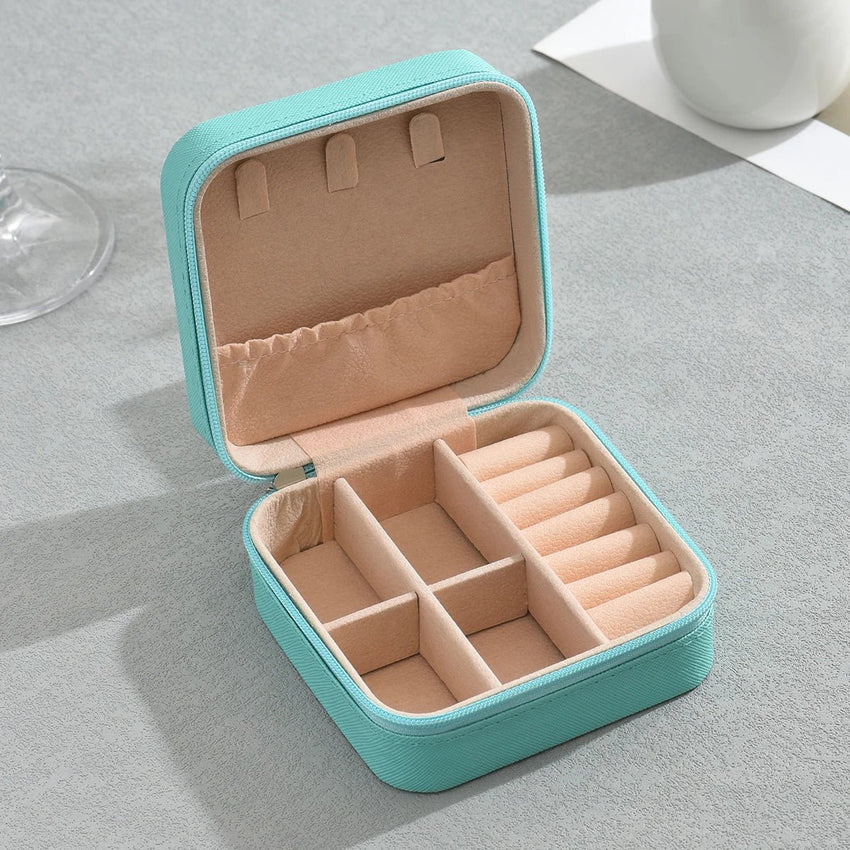 1PC, Jewelry Storage Box, Material: Main Plastic + Leather + Flannel, Color Divided Into: Black, White, Pink, Blue. - 7DAY'S