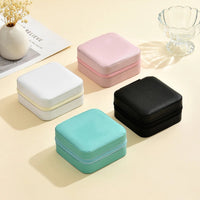 1PC, Jewelry Storage Box, Material: Main Plastic + Leather + Flannel, Color Divided Into: Black, White, Pink, Blue. - 7DAY'S