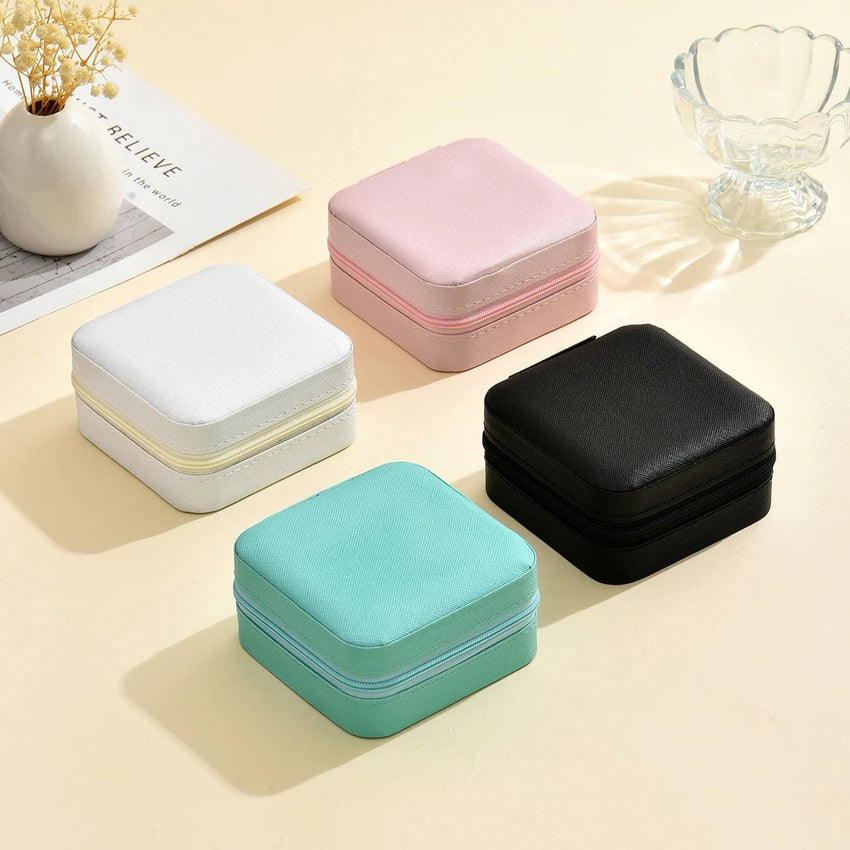 1PC, Jewelry Storage Box, Material: Main Plastic + Leather + Flannel, Color Divided Into: Black, White, Pink, Blue. - 7DAY'S
