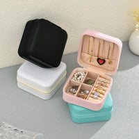 1PC, Jewelry Storage Box, Material: Main Plastic + Leather + Flannel, Color Divided Into: Black, White, Pink, Blue. - 7DAY'S