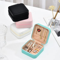 1PC, Jewelry Storage Box, Material: Main Plastic + Leather + Flannel, Color Divided Into: Black, White, Pink, Blue. - 7DAY'S