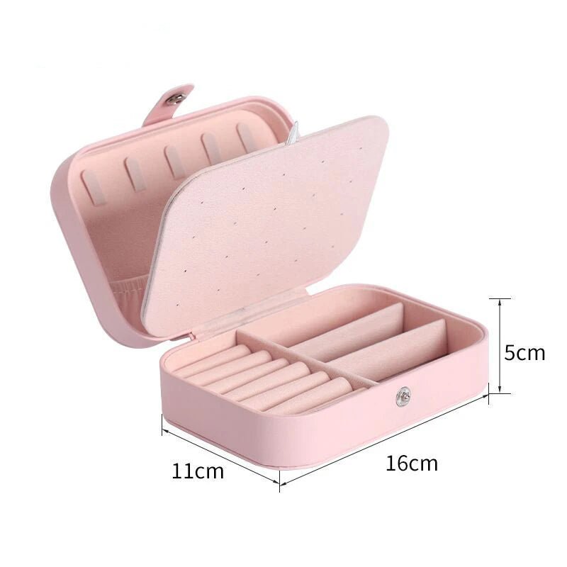 1PC, Jewelry Storage Box, Material: Main Plastic + Leather + Flannel, Color Divided Into: Black, White, Pink, Blue. - 7DAY'S