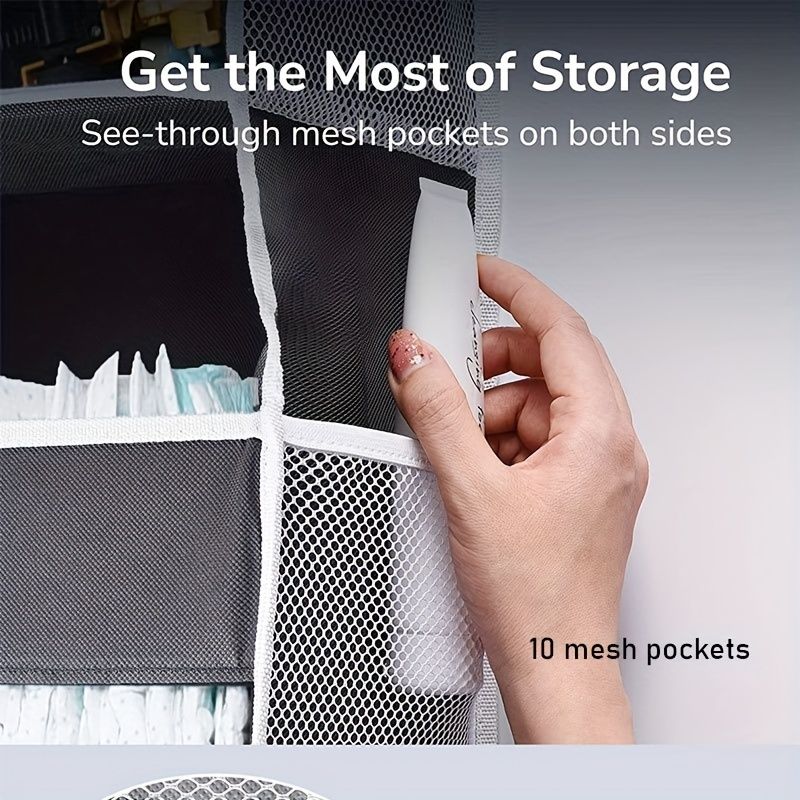 1pc Over Door Organizer With 5 Large Pockets; 10 Mesh Side Pockets; Hanging Storage Organizer With For Kids Toys; Shoes; Diapers - 7DAY'S