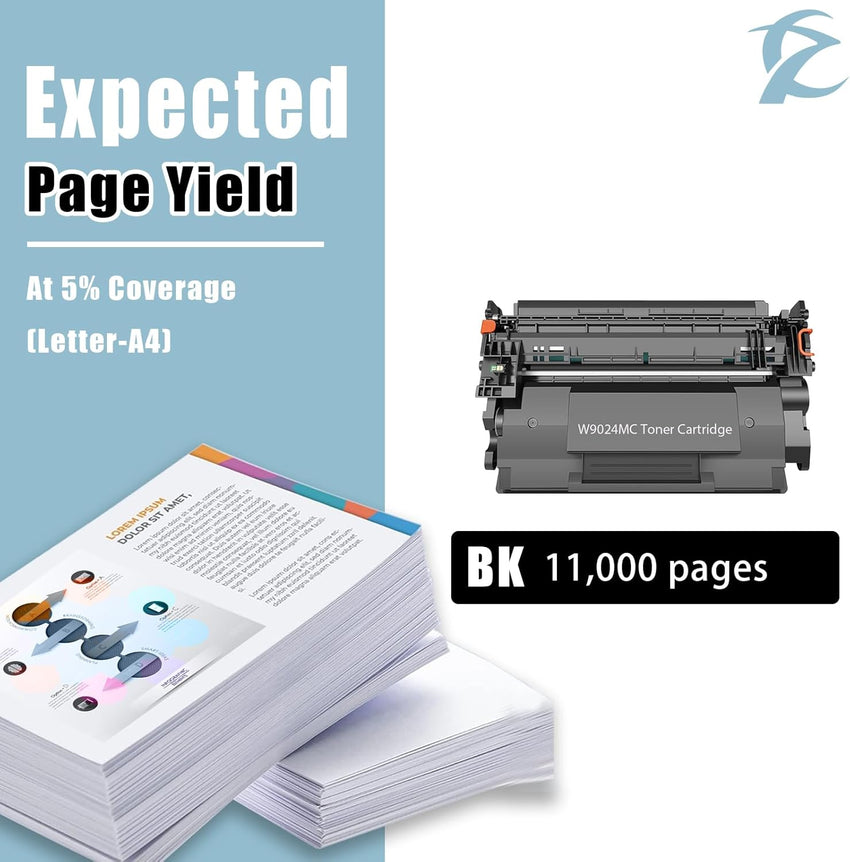 1PK Remanufactured W9024MC Black Toner Cartridge Works for Managed E40040dn MFP E42540f Printer - 7DAY'S