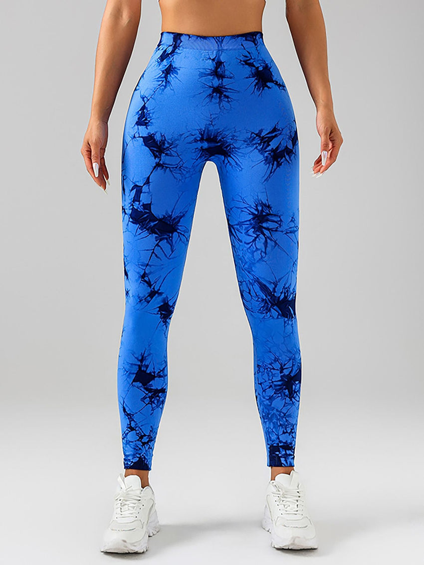 2 Pack Tie - Dye High Waist V - Back Yoga Leggings, Peach - Hip Enhancing Athleisure Tights, Sport Style Fitness Pants - 7DAY'S