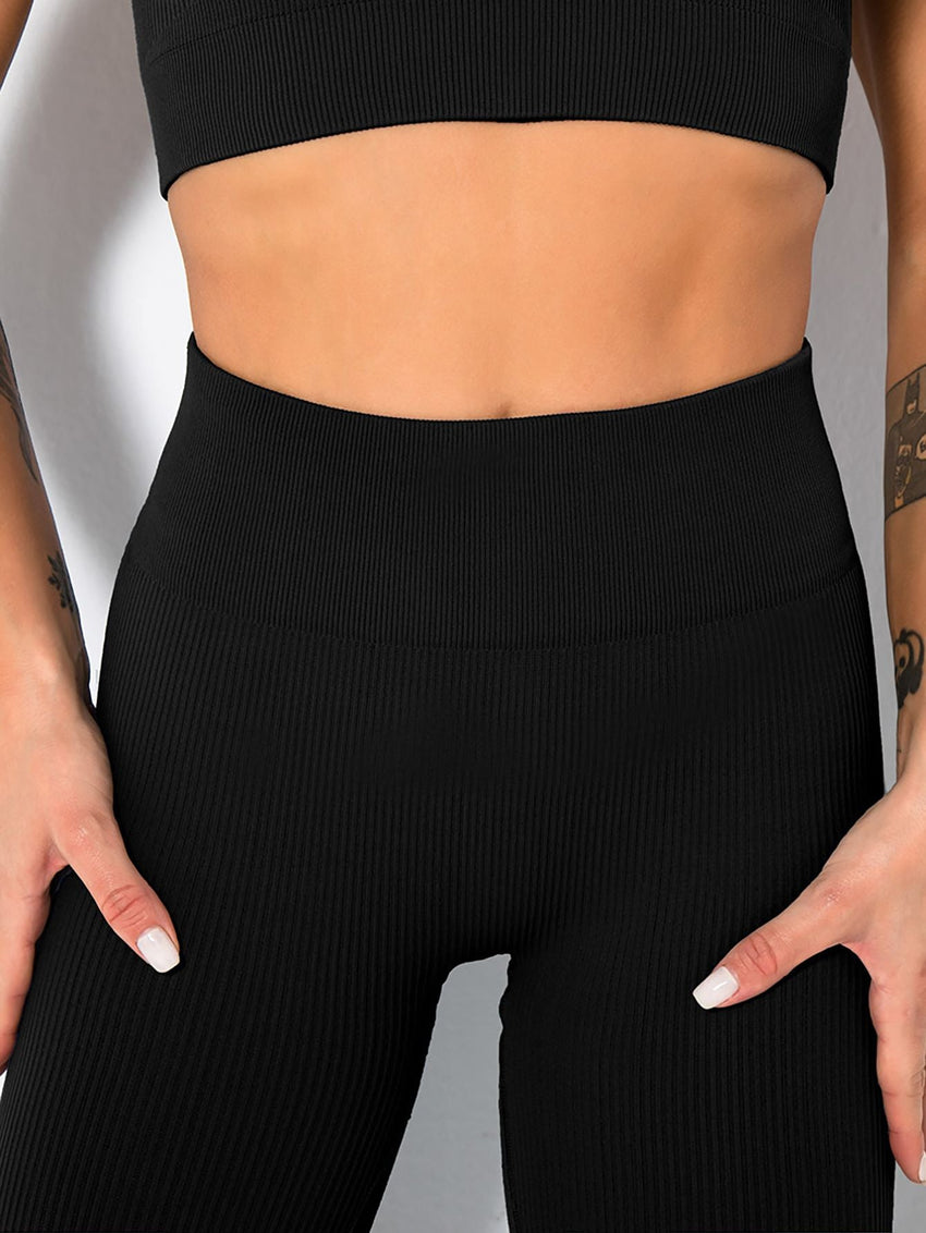 2 Pack Womens Seamless Ribbed Leggings Soft Slimming Yoga Pants, Ribbed Yoga Pants High Waisted Gym Leggings Sport Women Fitness Seamless Female - 7DAY'S