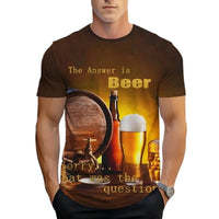 2025 Summer Men's 3D Beer Printing Trend Comfortable Short - Sleeved T-Shirt - 7DAY'S