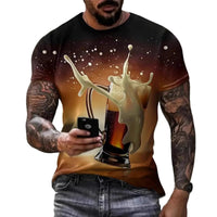 2025 Summer Men's 3D Beer Printing Trend Comfortable Short - Sleeved T-Shirt - 7DAY'S