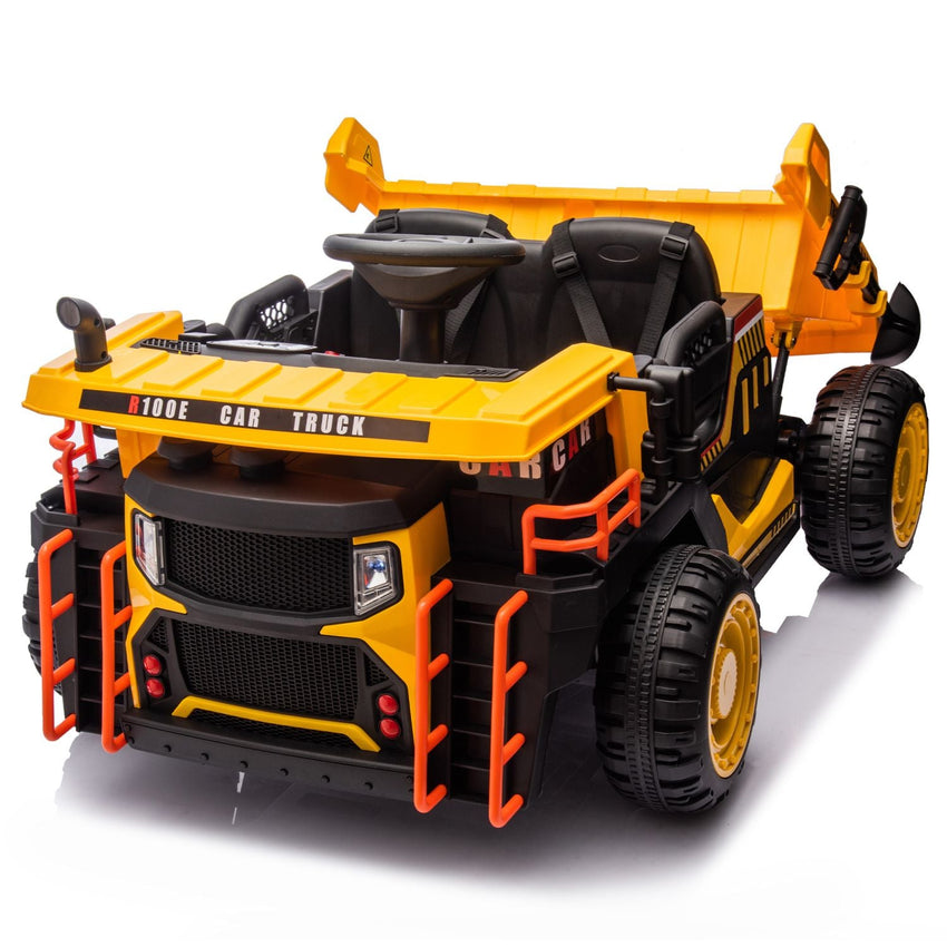 24V Two - seater Kids Ride On Electric Car W/parents control,Seat width 19.69in,400W motor,E - rear dump,light&rear searchlight,USB,MP3,Bluetooth,Music,Provide a Speed of 3.11 - 4.97MPH For Kids Aged 3+. - 7DAY'S