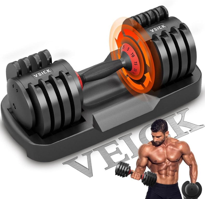 25LB 5 in 1 Single Adjustable Dumbbell Free Dumbbell Weight Adjust with Anti - Slip Metal Handle, Ideal for Full - Body Home Gym Workouts - 7DAY'S
