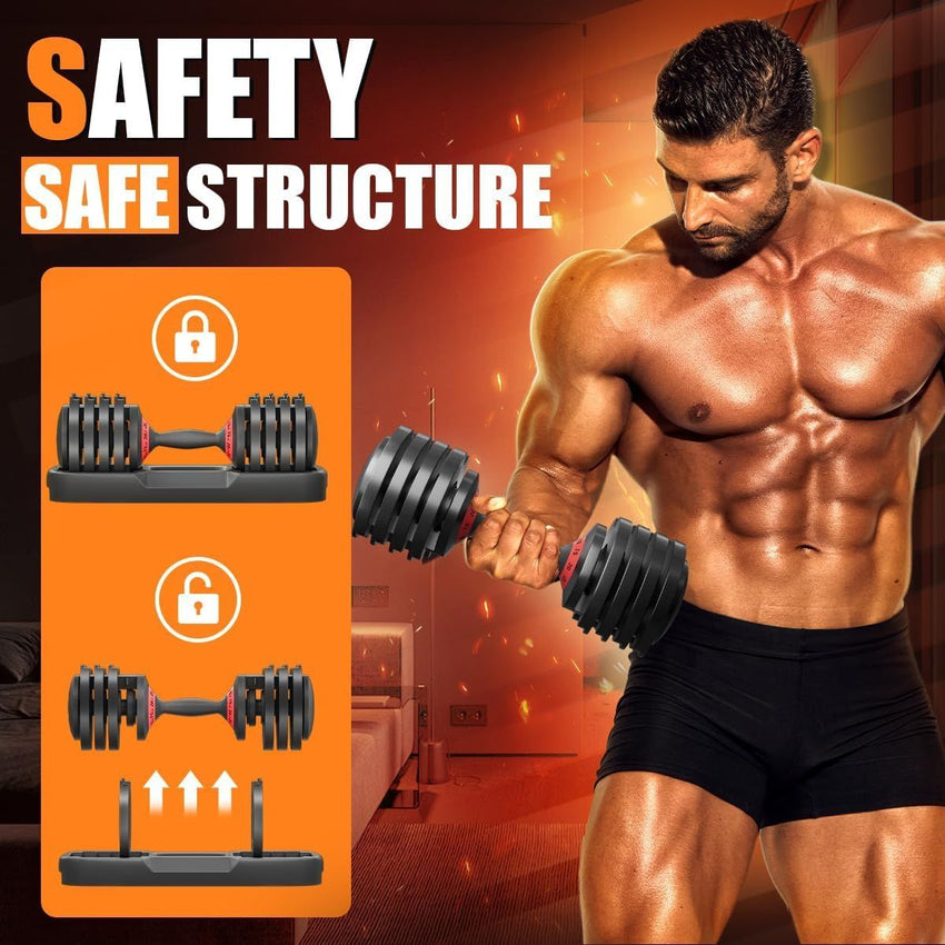 25LB 5 in 1 Single Adjustable Dumbbell Free Dumbbell Weight Adjust with Anti - Slip Metal Handle, Ideal for Full - Body Home Gym Workouts - 7DAY'S