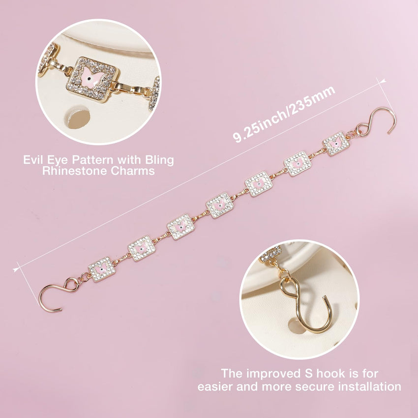 2Pcs Bling Evil Eye Shoe Chains for Girls for Clog Sandals, Gothic Shoe Decoration Charms for Women - 7DAY'S