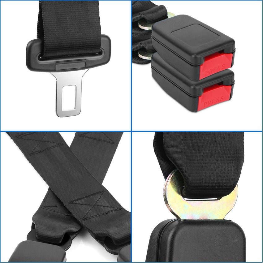 2Pcs Car Seat Belt Extender 14.37in Buckle Tongue Webbing Extension Safety Belt - 7DAY'S