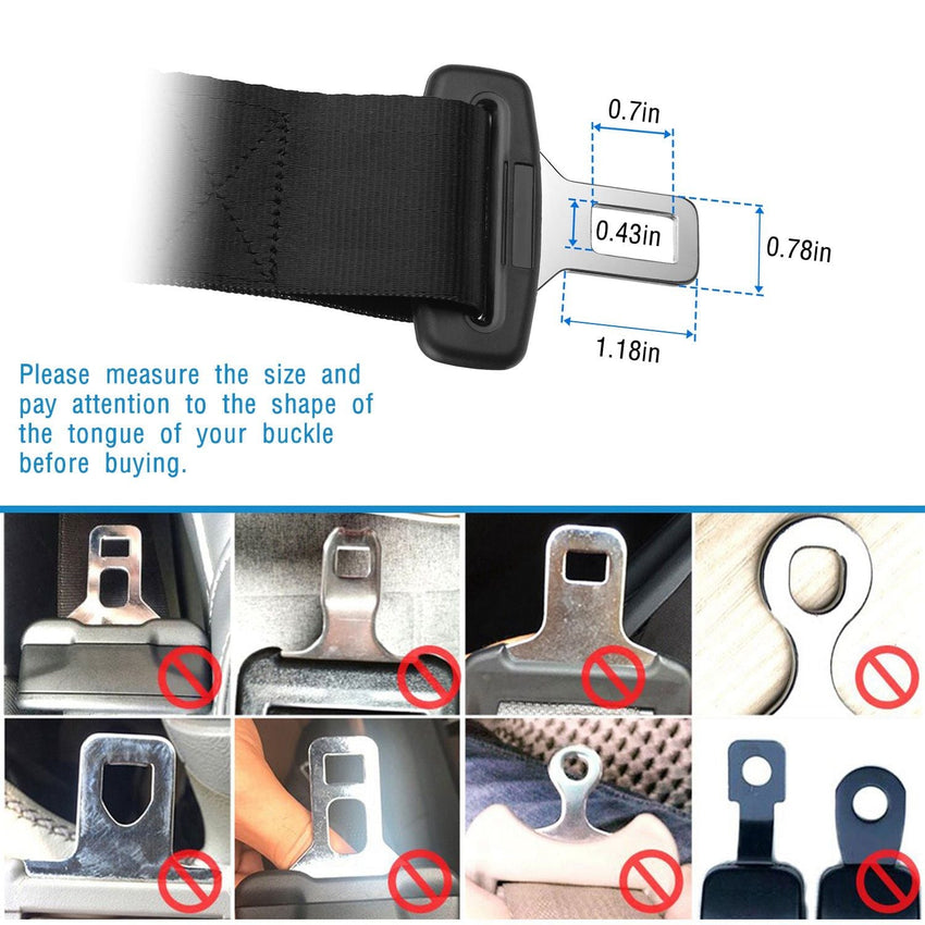 2Pcs Car Seat Belt Extender 14.37in Buckle Tongue Webbing Extension Safety Belt - 7DAY'S