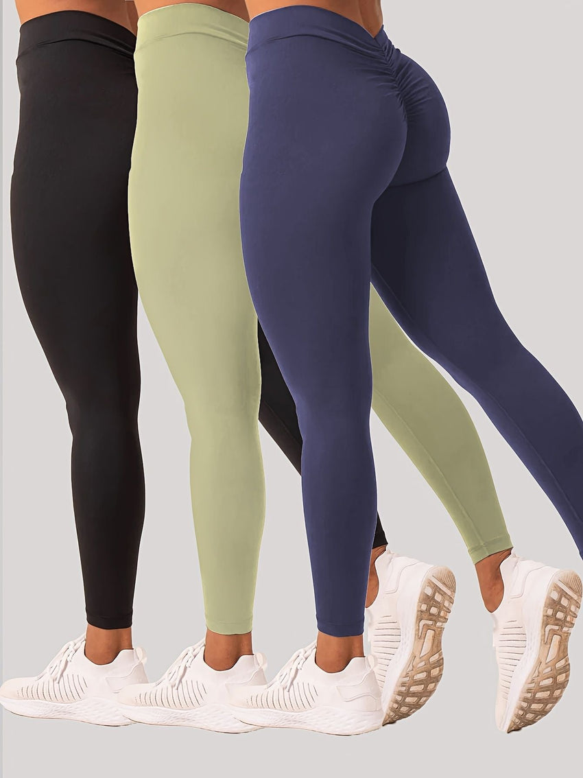 3 Pack Women's Yoga Leggings With High Waistband, Moisture - Wicking, And Stretchy, Perfect For Outdoor Activities And Fitness - 7DAY'S