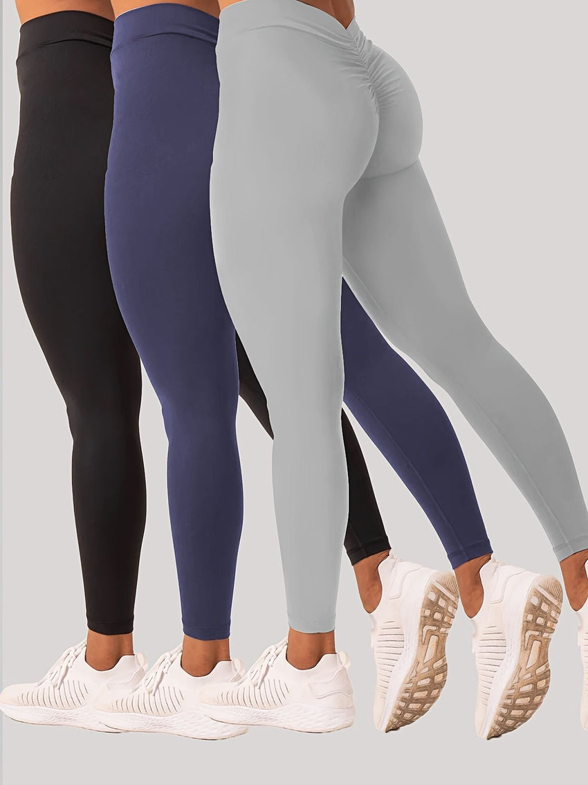 3 Pack Women's Yoga Leggings With High Waistband, Moisture - Wicking, And Stretchy, Perfect For Outdoor Activities And Fitness - 7DAY'S