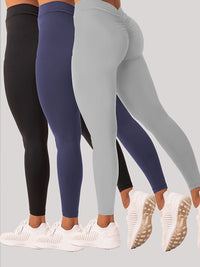 3 Pack Women's Yoga Leggings With High Waistband, Moisture - Wicking, And Stretchy, Perfect For Outdoor Activities And Fitness - 7DAY'S