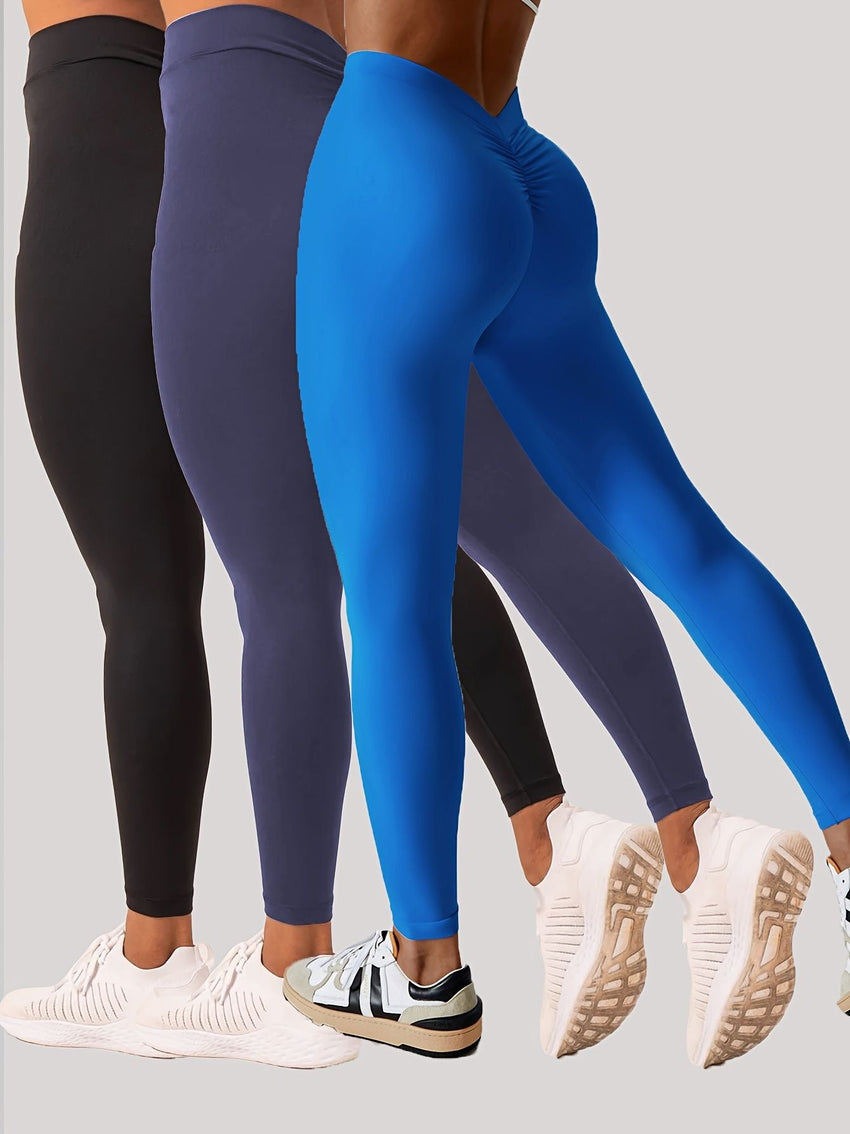 3 Pack Women's Yoga Leggings With High Waistband, Moisture - Wicking, And Stretchy, Perfect For Outdoor Activities And Fitness - 7DAY'S