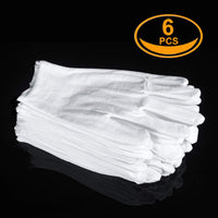 3 Pairs White Cotton Gloves for Dry Hands Eczema SPA Moisturizing - Work Glove Liners for Serving Costume Inspection - 7DAY'S