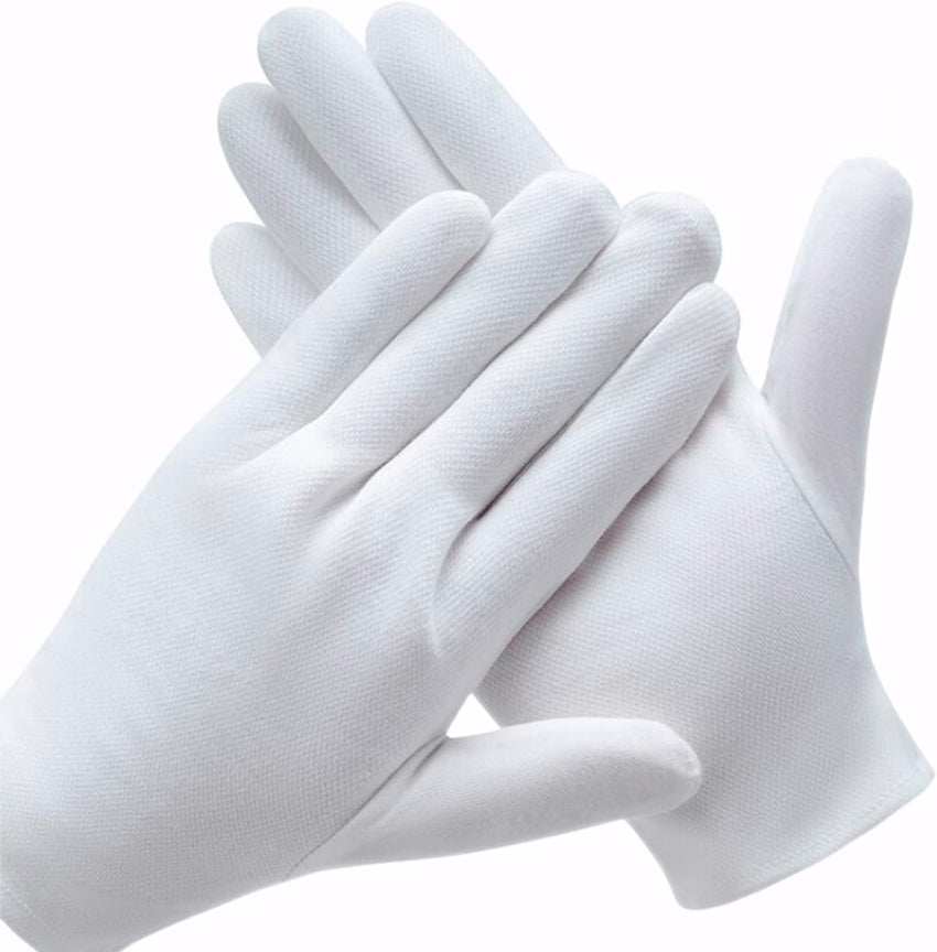 3 Pairs White Cotton Gloves for Dry Hands Eczema SPA Moisturizing - Work Glove Liners for Serving Costume Inspection - 7DAY'S