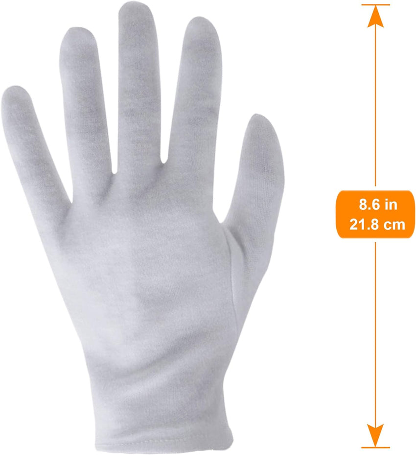 3 Pairs White Cotton Gloves for Dry Hands Eczema SPA Moisturizing - Work Glove Liners for Serving Costume Inspection - 7DAY'S