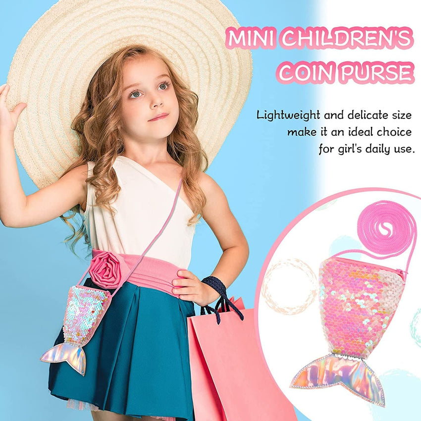 3 Pcs Mermaid Bags Mermaid Tail Glitter Sequin Purse Mini Bags Kids Girls - 7DAY'S