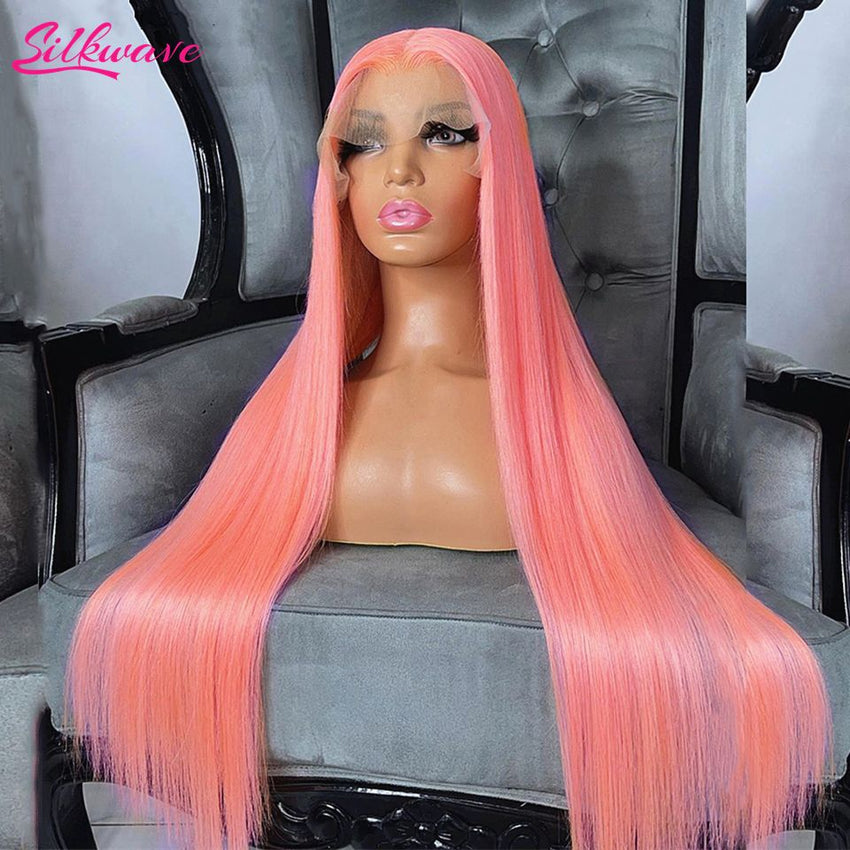 30 36 Inch Bone Straight Pink Lace Front wig Human Hair Wig 13x6 HD Lace Frontal Wigs For Women Blonde 613 Colored Wig Brazilian - 7DAY'S