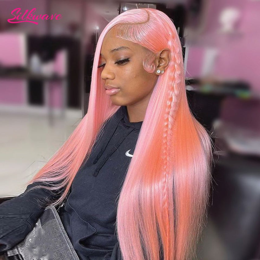 30 36 Inch Bone Straight Pink Lace Front wig Human Hair Wig 13x6 HD Lace Frontal Wigs For Women Blonde 613 Colored Wig Brazilian - 7DAY'S