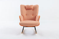 35.5 inch Rocking Chair, Soft Houndstooth Fabric Leather Fabric Rocking Chair for Nursery, Comfy Wingback Glider Rocker with Safe Solid Wood Base for Living Room Bedroom Balcony - 7DAY'S