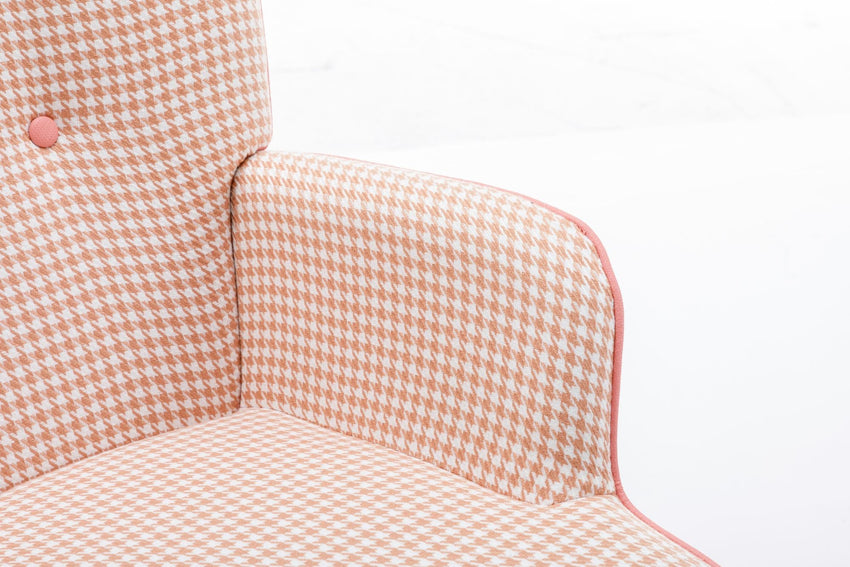 35.5 inch Rocking Chair, Soft Houndstooth Fabric Leather Fabric Rocking Chair for Nursery, Comfy Wingback Glider Rocker with Safe Solid Wood Base for Living Room Bedroom Balcony - 7DAY'S