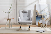 35.5 inch Rocking Chair, Soft Houndstooth Fabric Leather Fabric Rocking Chair for Nursery, Comfy Wingback Glider Rocker with Safe Solid Wood Base for Living Room Bedroom Balcony - 7DAY'S