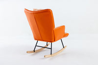 35.5 inch Rocking Chair, Soft Houndstooth Fabric Leather Fabric Rocking Chair for Nursery, Comfy Wingback Glider Rocker with Safe Solid Wood Base for Living Room Bedroom Balcony - 7DAY'S