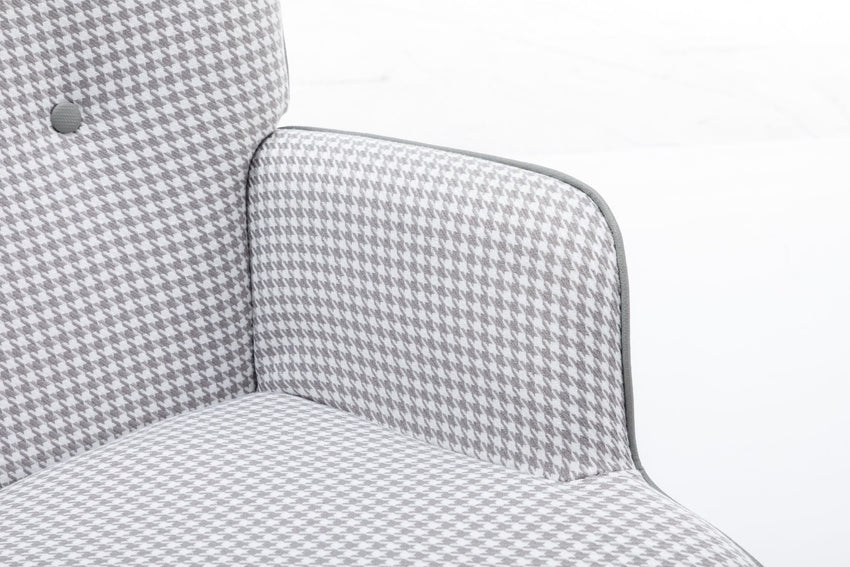 35.5 inch Rocking Chair, Soft Houndstooth Fabric Leather Fabric Rocking Chair for Nursery, Comfy Wingback Glider Rocker with Safe Solid Wood Base for Living Room Bedroom Balcony - 7DAY'S