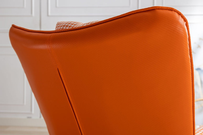 35.5 inch Rocking Chair, Soft Houndstooth Fabric Leather Fabric Rocking Chair for Nursery, Comfy Wingback Glider Rocker with Safe Solid Wood Base for Living Room Bedroom Balcony - 7DAY'S