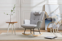 35.5 inch Rocking Chair, Soft Houndstooth Fabric Leather Fabric Rocking Chair for Nursery, Comfy Wingback Glider Rocker with Safe Solid Wood Base for Living Room Bedroom Balcony - 7DAY'S