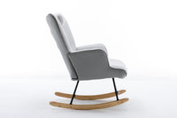 35.5 inch Rocking Chair, Soft Houndstooth Fabric Leather Fabric Rocking Chair for Nursery, Comfy Wingback Glider Rocker with Safe Solid Wood Base for Living Room Bedroom Balcony - 7DAY'S