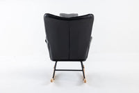 35.5 inch Rocking Chair, Soft Houndstooth Fabric Leather Fabric Rocking Chair for Nursery, Comfy Wingback Glider Rocker with Safe Solid Wood Base for Living Room Bedroom Balcony - 7DAY'S