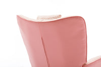 35.5 inch Rocking Chair, Soft Houndstooth Fabric Leather Fabric Rocking Chair for Nursery, Comfy Wingback Glider Rocker with Safe Solid Wood Base for Living Room Bedroom Balcony - 7DAY'S