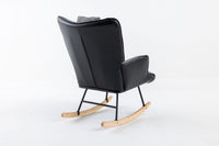 35.5 inch Rocking Chair, Soft Houndstooth Fabric Leather Fabric Rocking Chair for Nursery, Comfy Wingback Glider Rocker with Safe Solid Wood Base for Living Room Bedroom Balcony - 7DAY'S