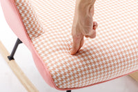 35.5 inch Rocking Chair, Soft Houndstooth Fabric Leather Fabric Rocking Chair for Nursery, Comfy Wingback Glider Rocker with Safe Solid Wood Base for Living Room Bedroom Balcony - 7DAY'S