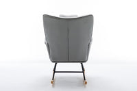 35.5 inch Rocking Chair, Soft Houndstooth Fabric Leather Fabric Rocking Chair for Nursery, Comfy Wingback Glider Rocker with Safe Solid Wood Base for Living Room Bedroom Balcony - 7DAY'S