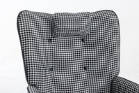 35.5 inch Rocking Chair, Soft Houndstooth Fabric Leather Fabric Rocking Chair for Nursery, Comfy Wingback Glider Rocker with Safe Solid Wood Base for Living Room Bedroom Balcony - 7DAY'S