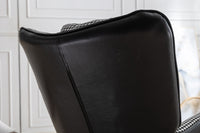 35.5 inch Rocking Chair, Soft Houndstooth Fabric Leather Fabric Rocking Chair for Nursery, Comfy Wingback Glider Rocker with Safe Solid Wood Base for Living Room Bedroom Balcony - 7DAY'S